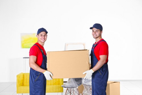 Packed boxes and furniture prepared for moving day