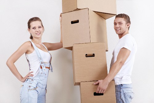 Packed boxes and office items ready for commercial transport